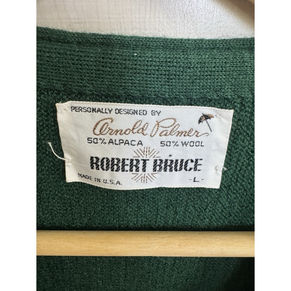 Robert Brice 60s 70s Arnold Palmer Alpaca Wool Cardigan Medium Green USA Made - Picture 6 of 6